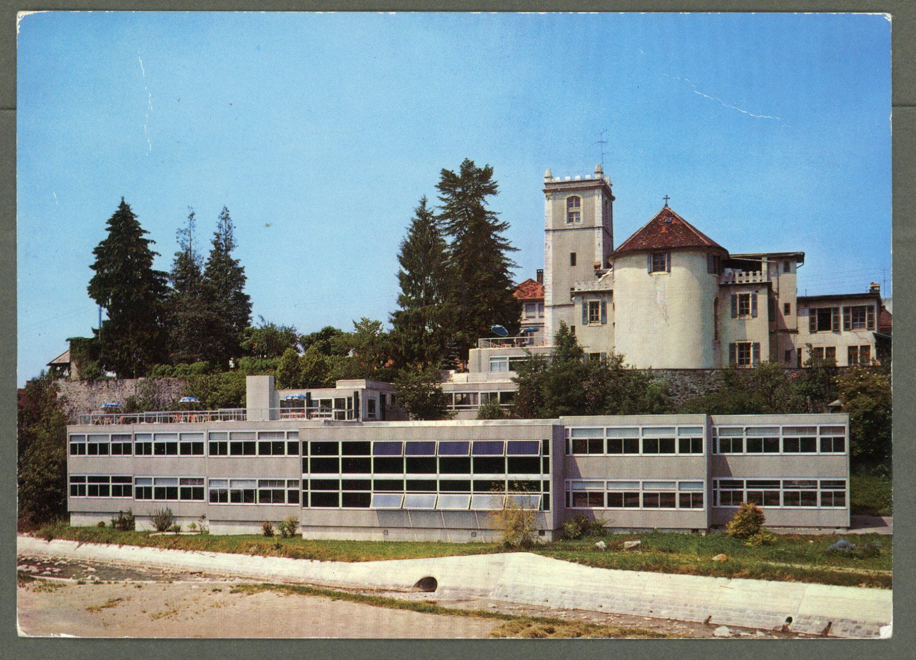 Cartoline postali: AK col Châtel-St-Denis FR Mädchenpensionat ≈ 1982  – Usato da Basel venduto da Arkouda