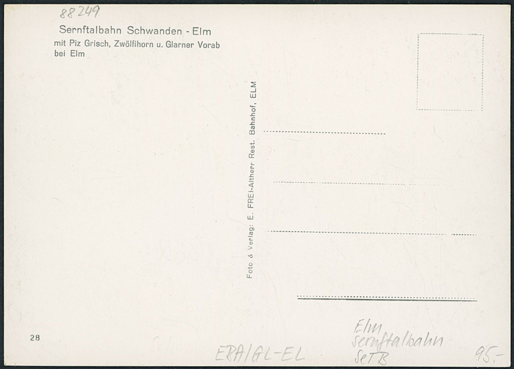 Cartoline postali: GL Elm - Sernftal Bahn SeTB – Nuovo (secondo la descrizione) da Schindellegi venduto da Jonathan77 1