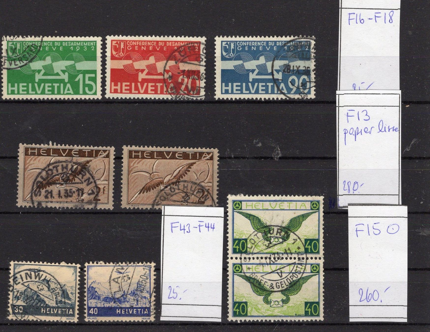 Alle Briefmarken: R2432  /  Poste aérienne  obl. ( +600frs ) – Gebraucht aus Ste-Croix von MONT-TAGNAC