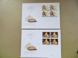 Satz illustr. FDC Sondermarken 4erBlock Käse 2004