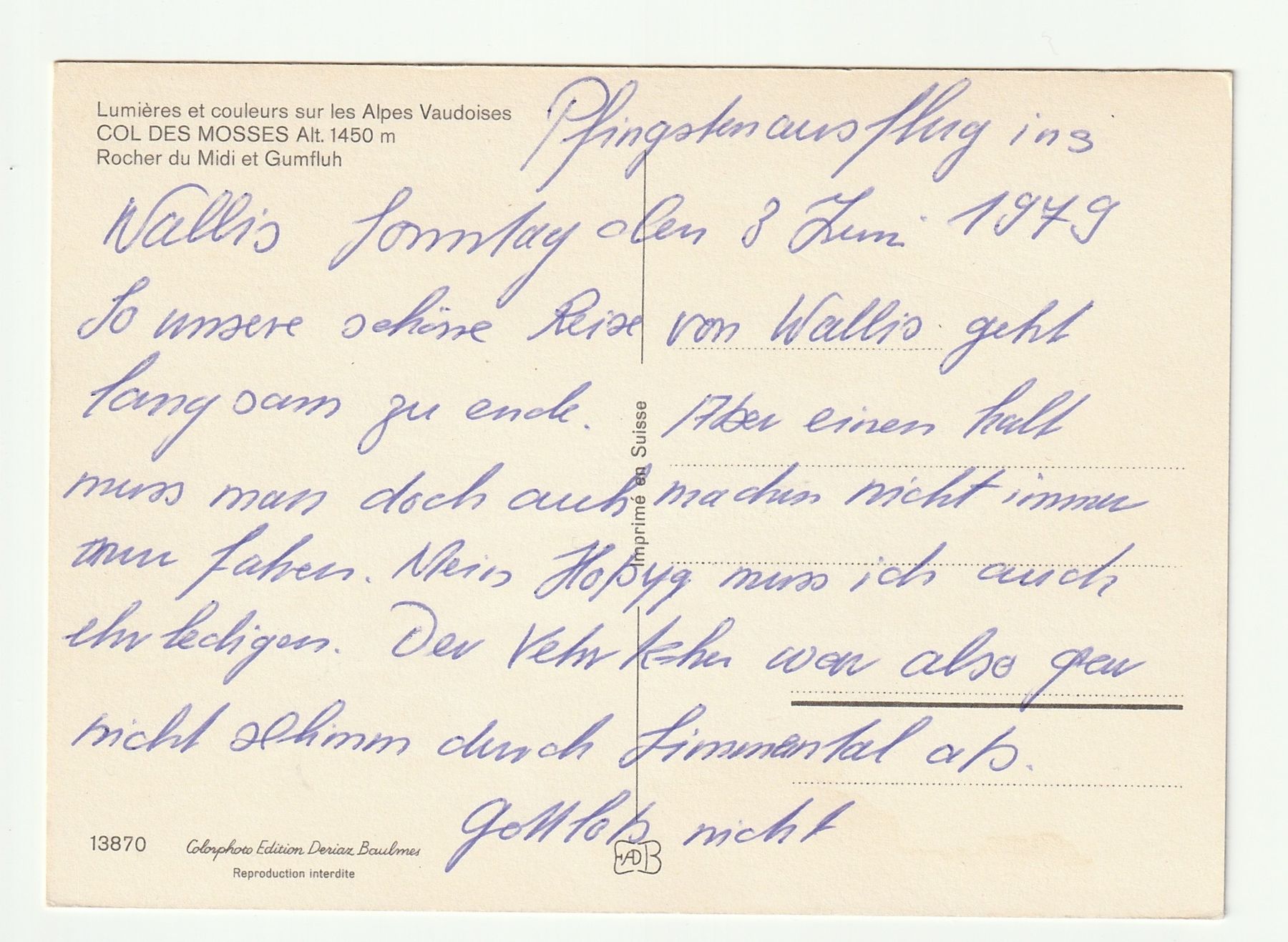 Cartoline postali: Ansichtskarte Col des Mosses Alpen 1979 – Usato da St. Gallen venduto da Ricardo_Deals 1
