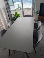 Elegant Dining Set: Modern Grey Table (180x90 cm) & 6 chairs