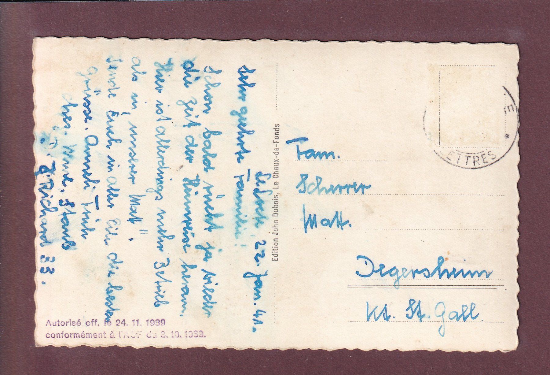 Cartoline postali: LE LOCLE - Vue partielle - 1941 – Usato da Pully venduto da nicecards 1