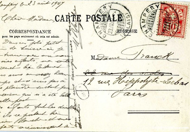 Ansichtskarten: Champéry - et les Dents Blanches + 1907 – Gebraucht aus Emmenbrücke von teestube 1