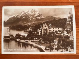 Postkarte Weggis Quai mit Pilatus 1920 (P607)