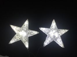 2 grosse Sterne LED weisses Licht