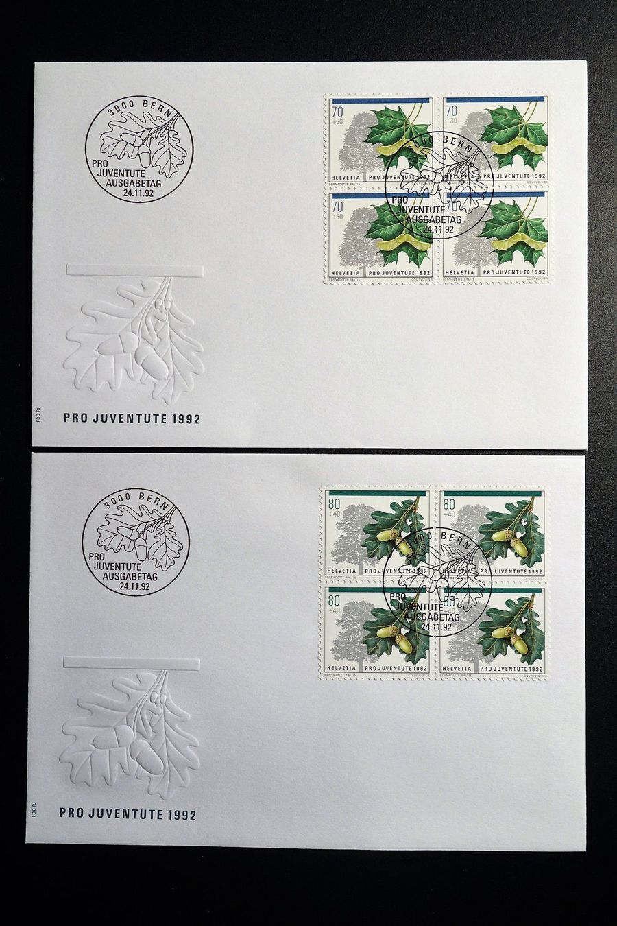 Tutti i francobolli: 1992 5 FDC mit Viererblöcken "Waldbäume" – Nuovo (secondo la descrizione) da Mettmenstetten venduto da Sutasso 1