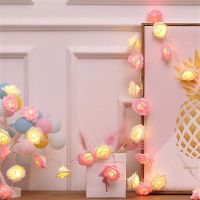 1,5m Romantische Rosen Lichterkette rosa + weiss