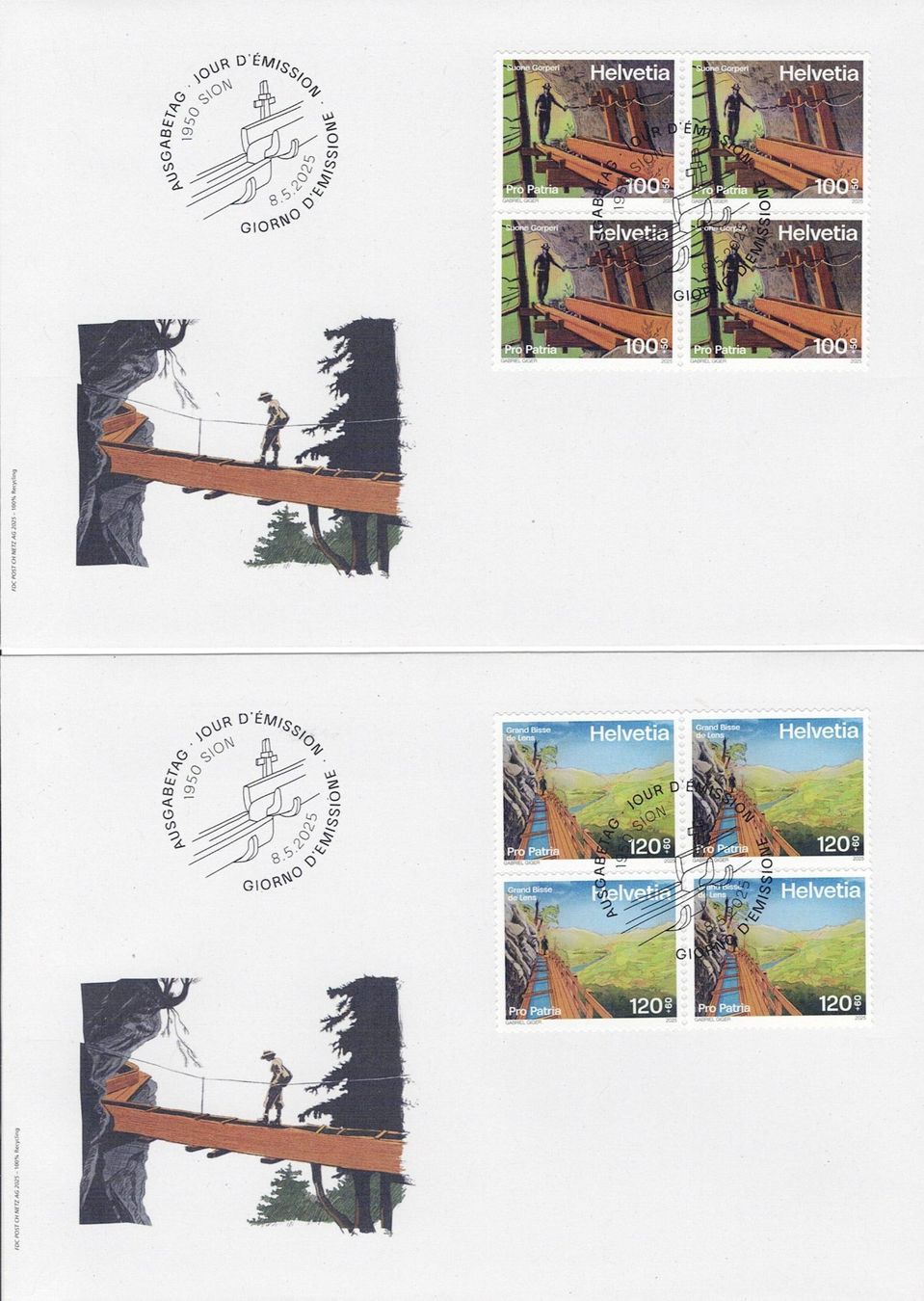 Tutti i francobolli: Pro Patria Sammlung 1960-2025 FDC Viererblock – Usato da Sevgein venduto da WHaelmi 7