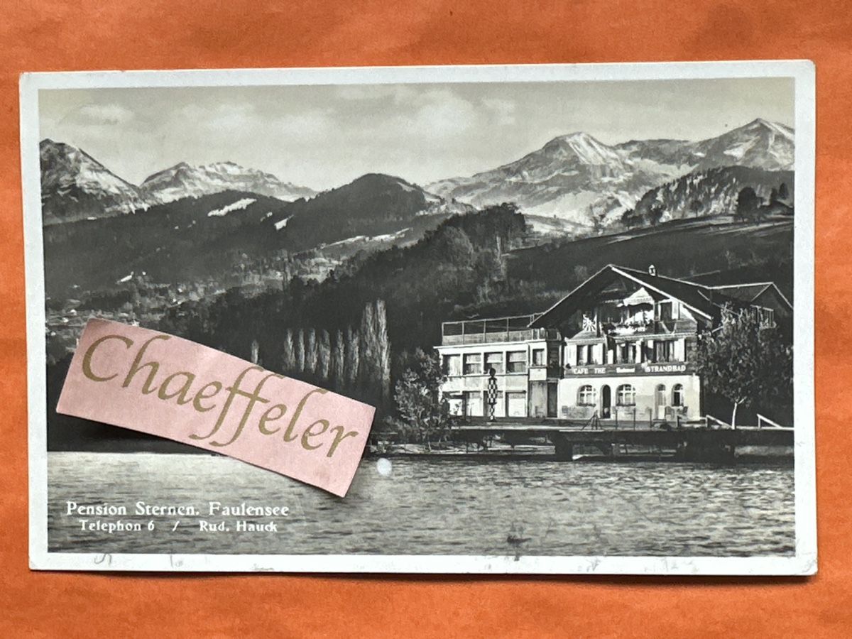 Cartoline postali: 1933 Pension Sternen, Faulensee – Usato da Zürich venduto da Chaeffeler