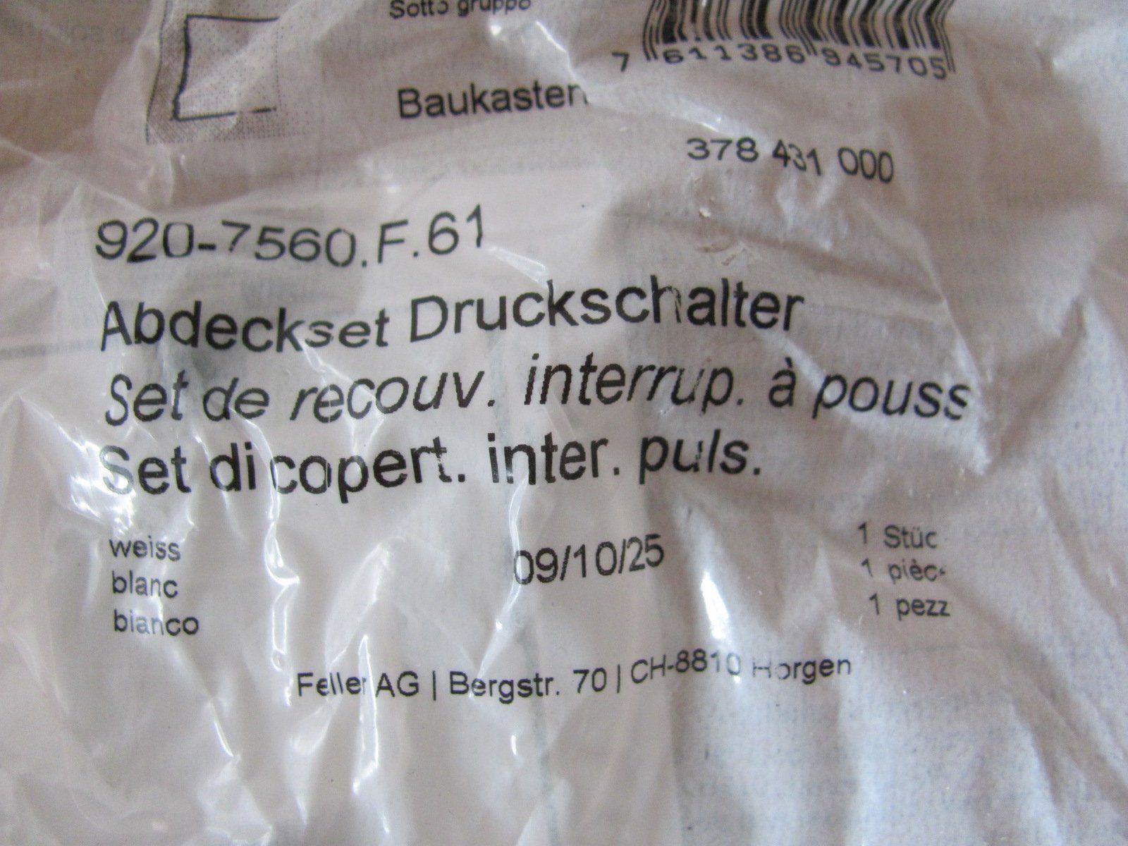 Feller Interruttori: Feller Druckschalter 7563 BSE mit Abdeckset – Nuovo e nell'imballaggio originale da Uznach venduto da Bimbolino 1