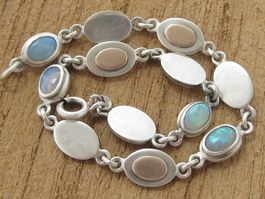 Vintage Glieder Armband Silber 935 925 Opal