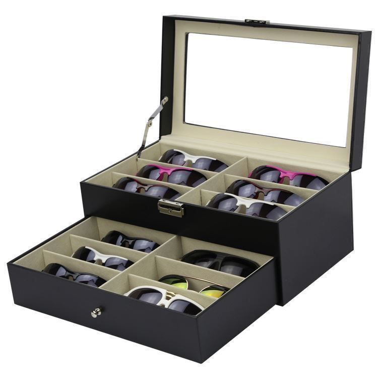Edle BRILLEN-BOX Organizer Brillenbox Koffer Schaukasten für 8