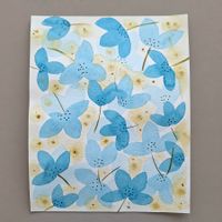 Aquarell Bild Original - Blaue Blumen - 19 x 24cm