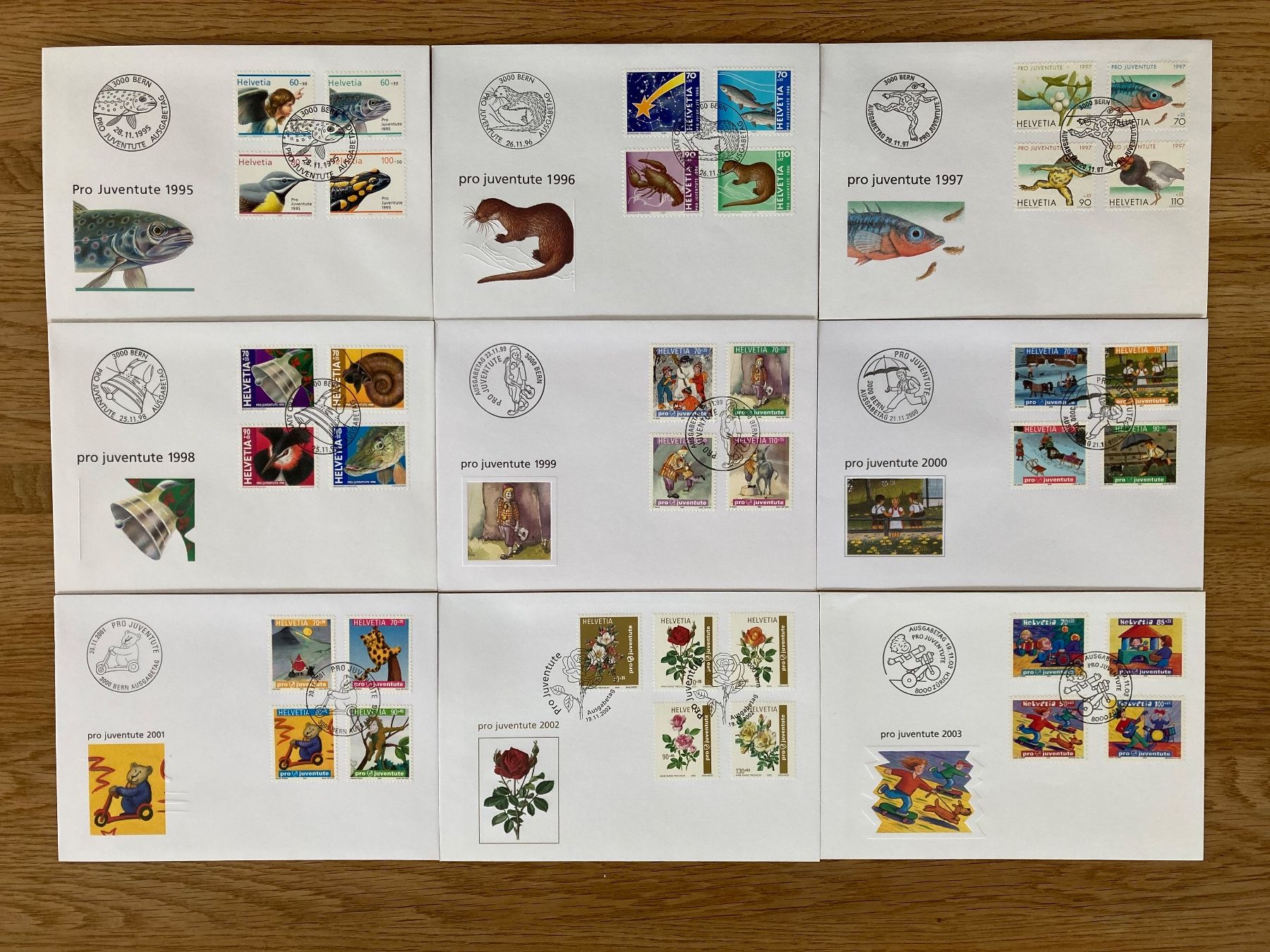 Tutti i francobolli: FDC Pro Juventute 1995 - 2003 / 9 Stück – Usato da Solothurn venduto da ehe_8spw