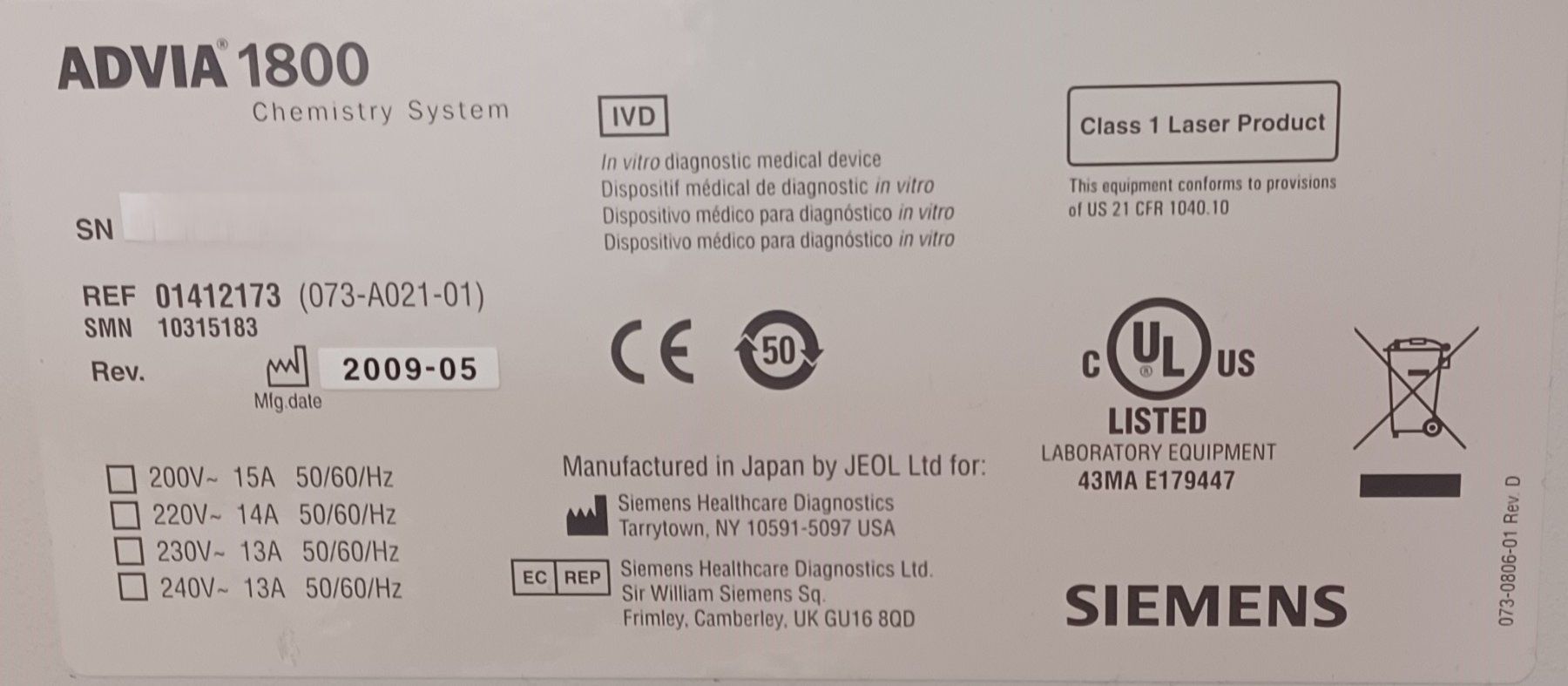 Matériel de laboratoire: Siemens Advia 1800 – D'occasion à Niederdorf par LeptonAG_Labor 2