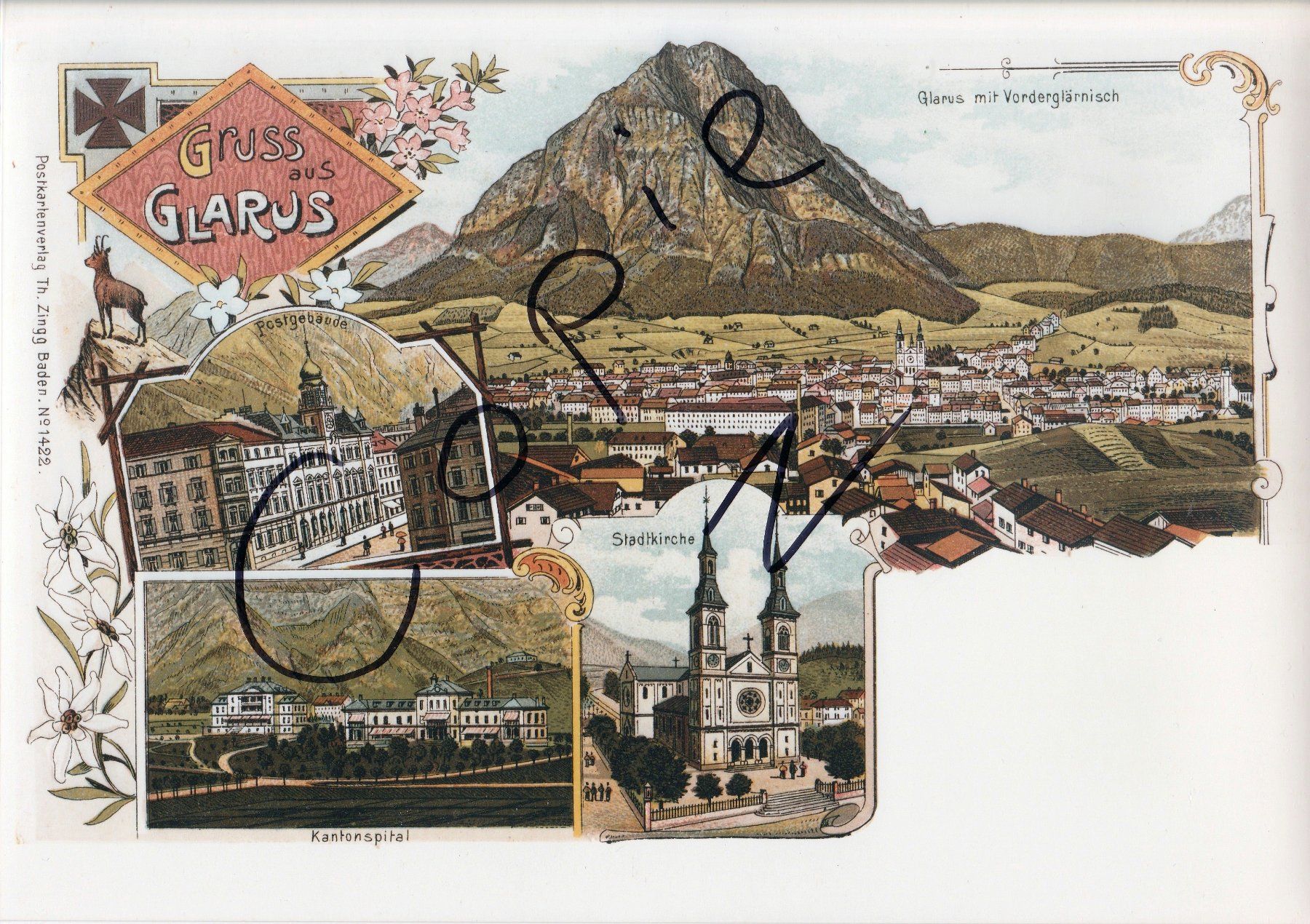 Cartoline postali: Gruss aus Glarus - (um 1900) – Usato da Fällanden venduto da Blausegelfliege