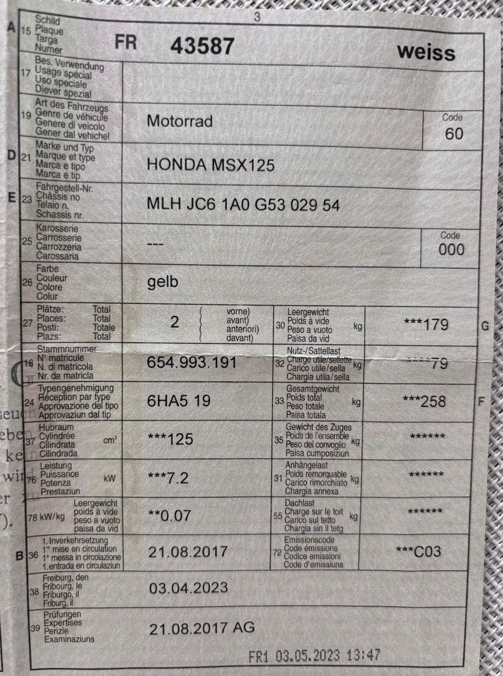Honda Strada: HONDA MSX 125 – Usato da Düdingen venduto da Frederic03 5