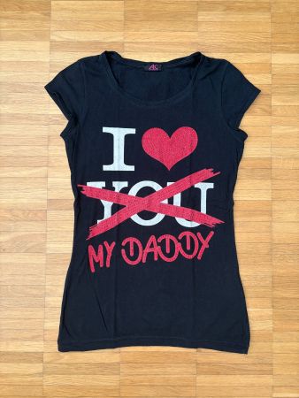 Cooles T-Shirt mit Glitzer-Herz & Spruch, Gr. XS (164)