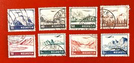FLUGPOST SCHWEIZ LANDSCHAFTEN SATZ 27 - 34 1941 GESTEMPELT