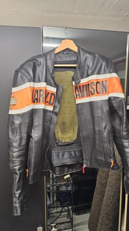 Harley-Davidson Lederjacke schwarz orange gebraucht