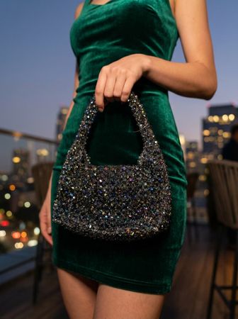 Elegante Kristallperlen Abendtasche Clutch Party