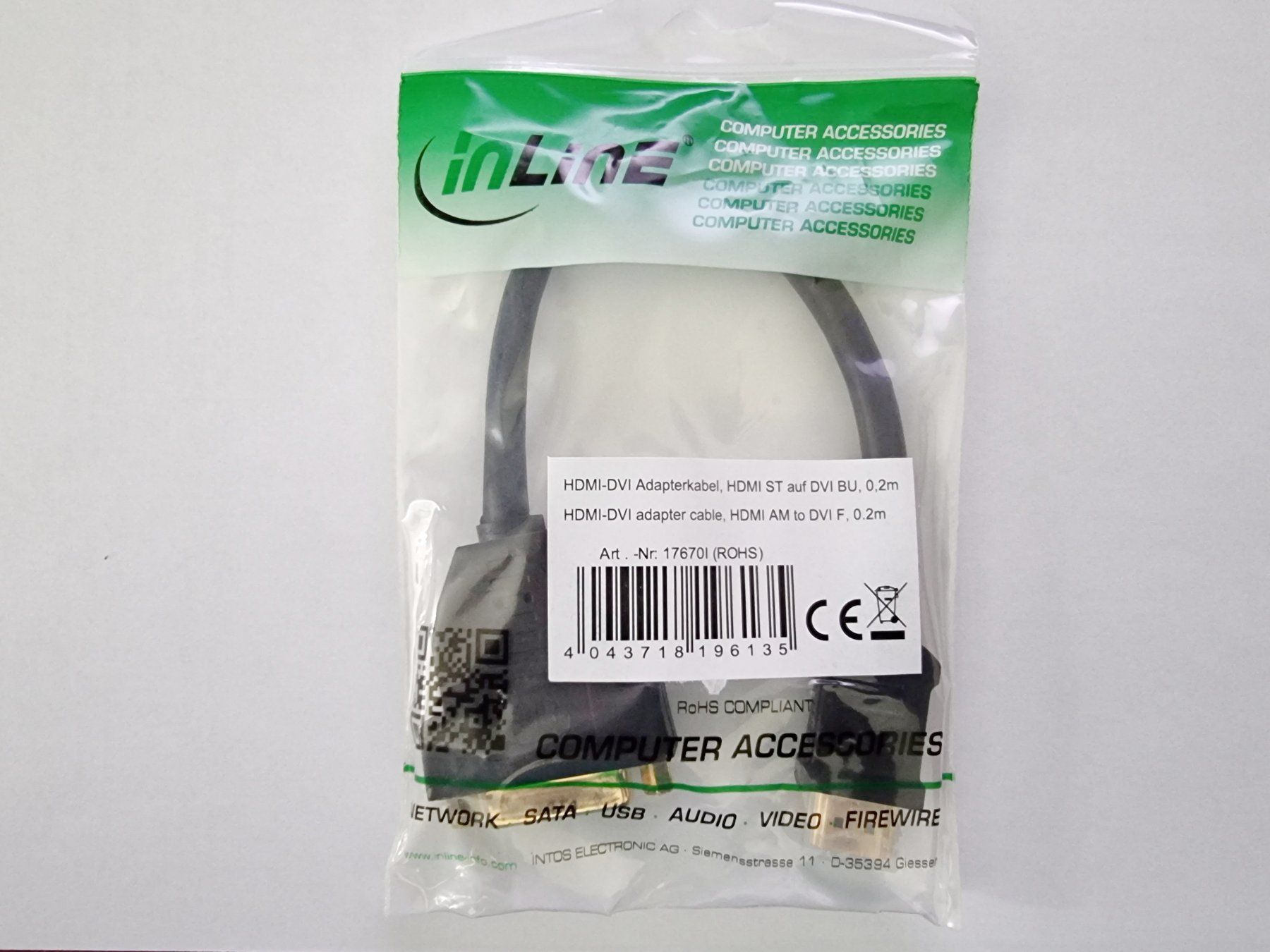 Adattatori: InLine HDMI-DVI Adapterkabel HDMI Stecker - DVI Buchse 0,2 m – Nuovo e nell'imballaggio originale da Safenwil venduto da gudda 1