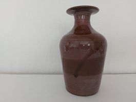 Vintage Keramik Vase Braun mit Signatur