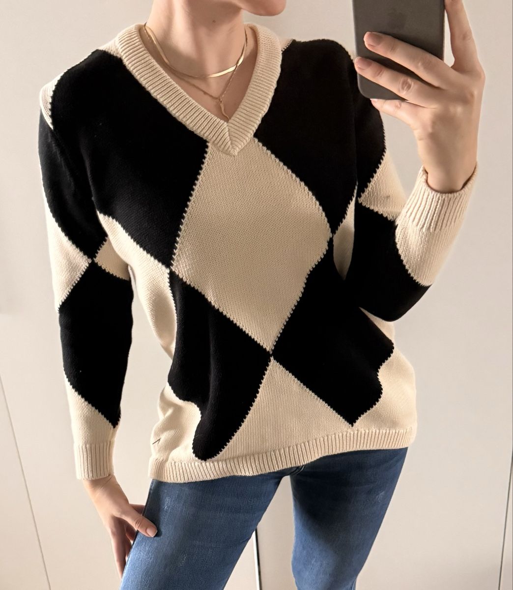 Copenhagen Pullover & Sweatshirts: Coster Copenhagen Strickpullover beige/schwarz, Gr. M Pulli – Gebraucht aus Staad SG von Chirrari