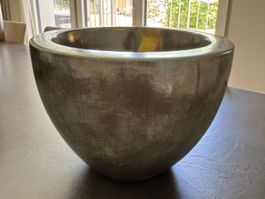 Keramik Blumentopf, anthrazit/bronze mit Schimmer