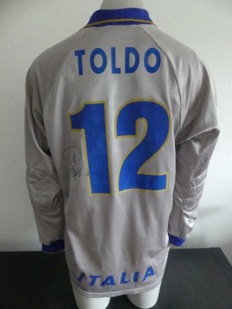 Maillot vintage gardien, Italie 1996, signé Toldo, size XL