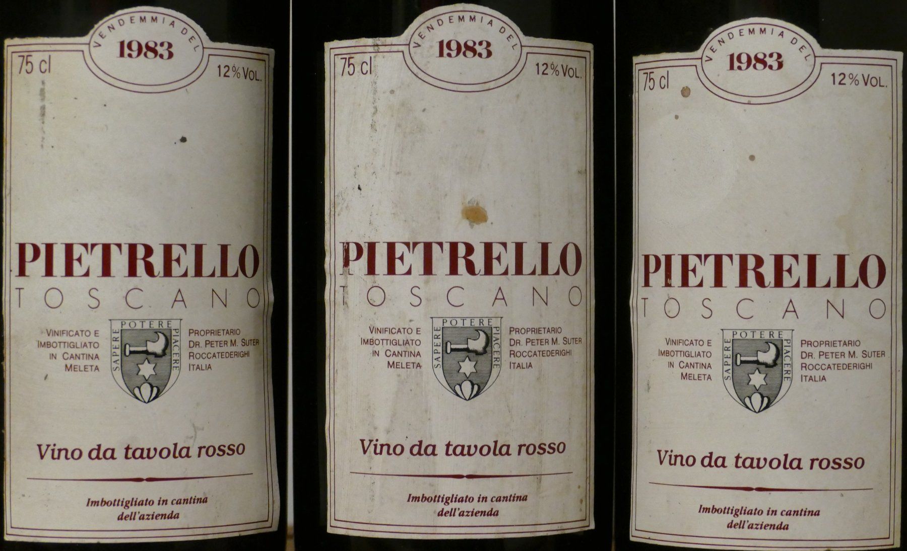 Vino: 3 Fl. Pietrello 1989 - Toscana – Nuovo (secondo la descrizione) da Hochdorf venduto da Sukram58 1