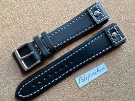 Uhrenarmband Spezial als 20mm oder 24mm Leder schwarz,