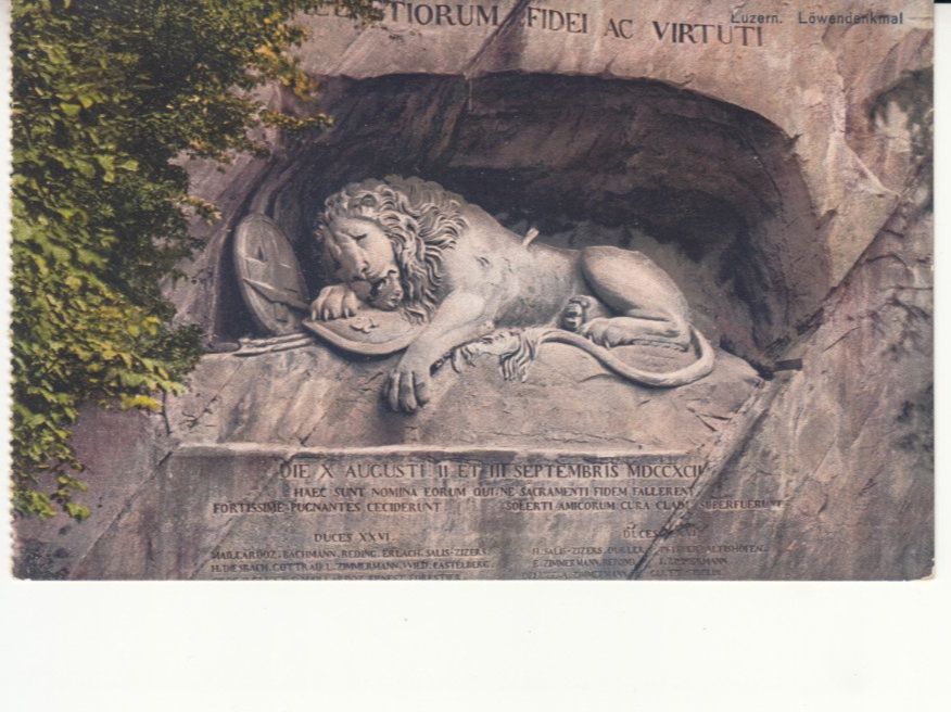 Cartoline postali: Luzern Löwendenkmal ca. 1920, Goetz – Usato da Bürglen TG venduto da StampGraf