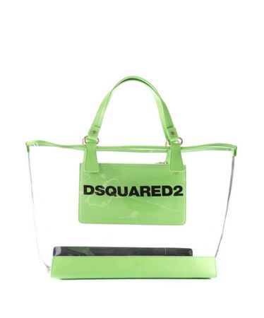 Borsa shopper Dsquared2 trasparente verde con pochette
