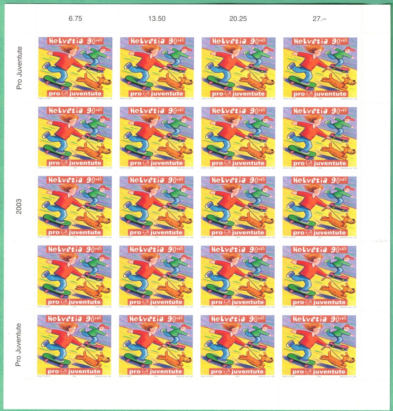 Tutti i francobolli: Bogensatz  2003  Pro Juventute  (selbstklebend)   postfrisch – Nuovo (secondo la descrizione) da Mellingen venduto da Ginger 2