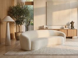Sofa Bouclé-Stoff in Weiss – 3 Sitzer