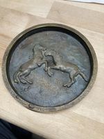 Antikes Pferde Relief, Bronze Teller, Wanddeko, Top!