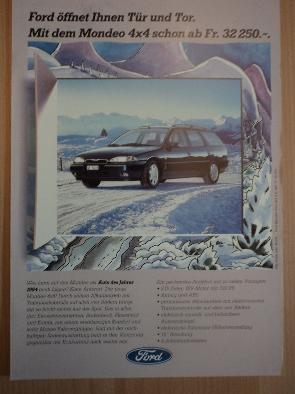 Ford Documenti: Prospekt Ford Mondeo 4x4 1995 – Usato da Schwarzenburg venduto da modelCARama 1