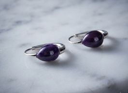 Silber 925 Creolen mit AmethystTropfenform - NEU