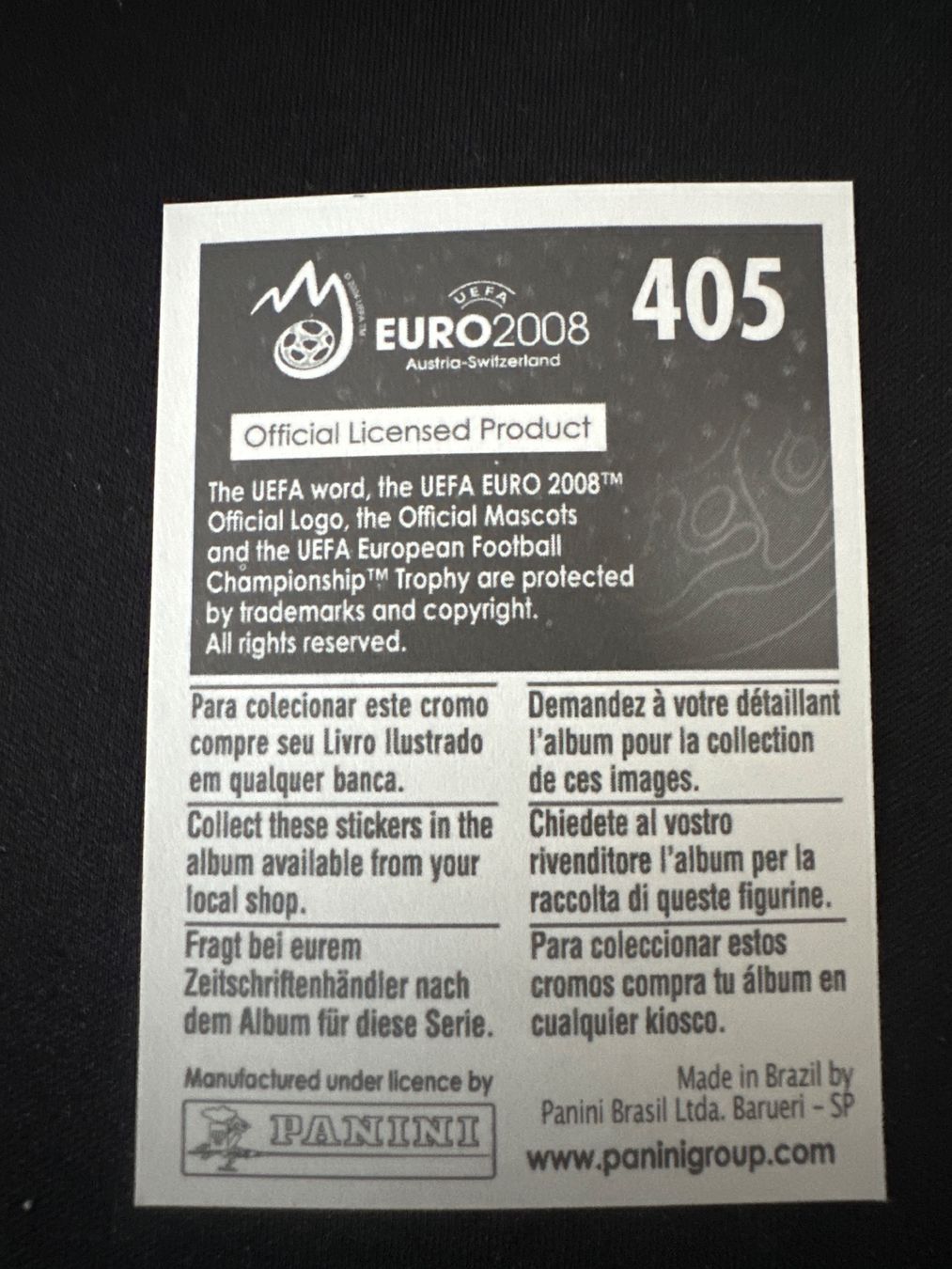 Panini Carte collezionabili: Panini UEFA EM 2008 Sticker - Nr. 405 – Usato da Sulz AG venduto da DealWerk 1