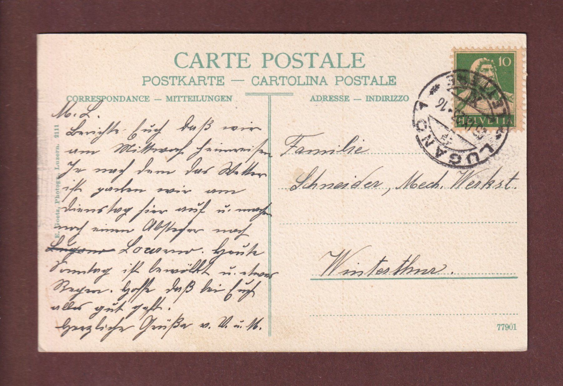 Ansichtskarten: MORCOTE - Chiesa e cimitero - 1923 – Gebraucht aus Pully von nicecards-shop 1