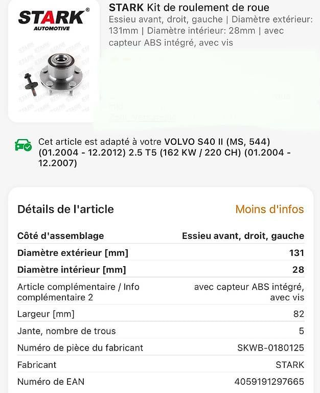 Toutes les pièces auto: Roulement de roue avant Volvo – D'occasion à Lausanne par FlamurOlluri 2