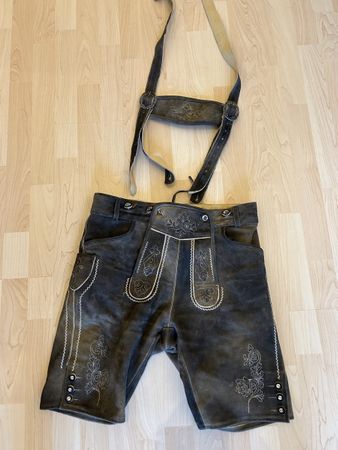 Lederhose mit Trägern dunkelbraun Grösse 48 gebraucht