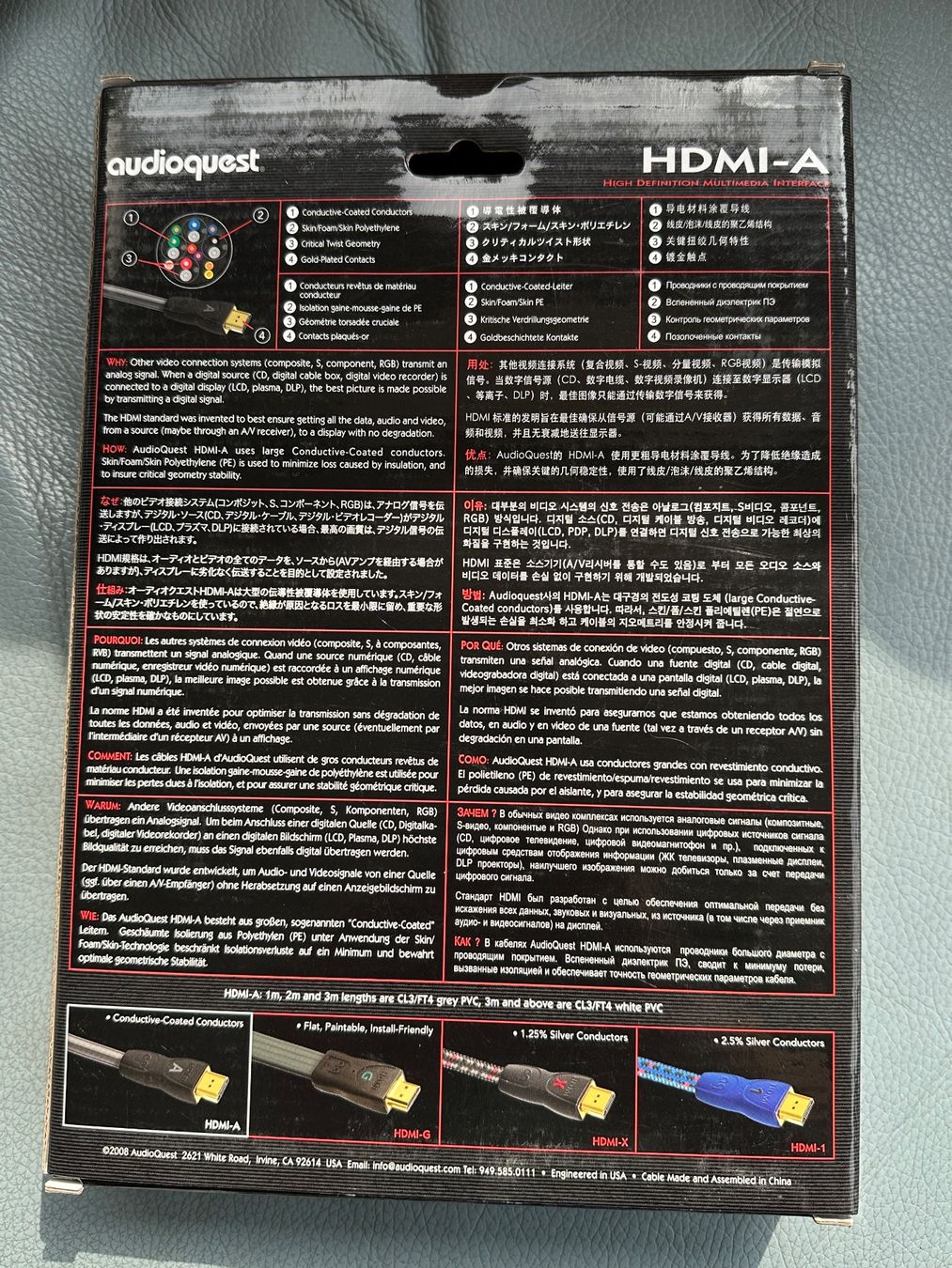 AudioQuest Câbles: AudioQuest HDMI-A HDMI Kabel 3m Neu – Neuf (Voir description) à Ostermundigen par airpassport 1