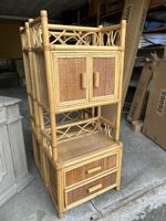 2xRattan Regal mit Schrank und zwei Schubladen natur