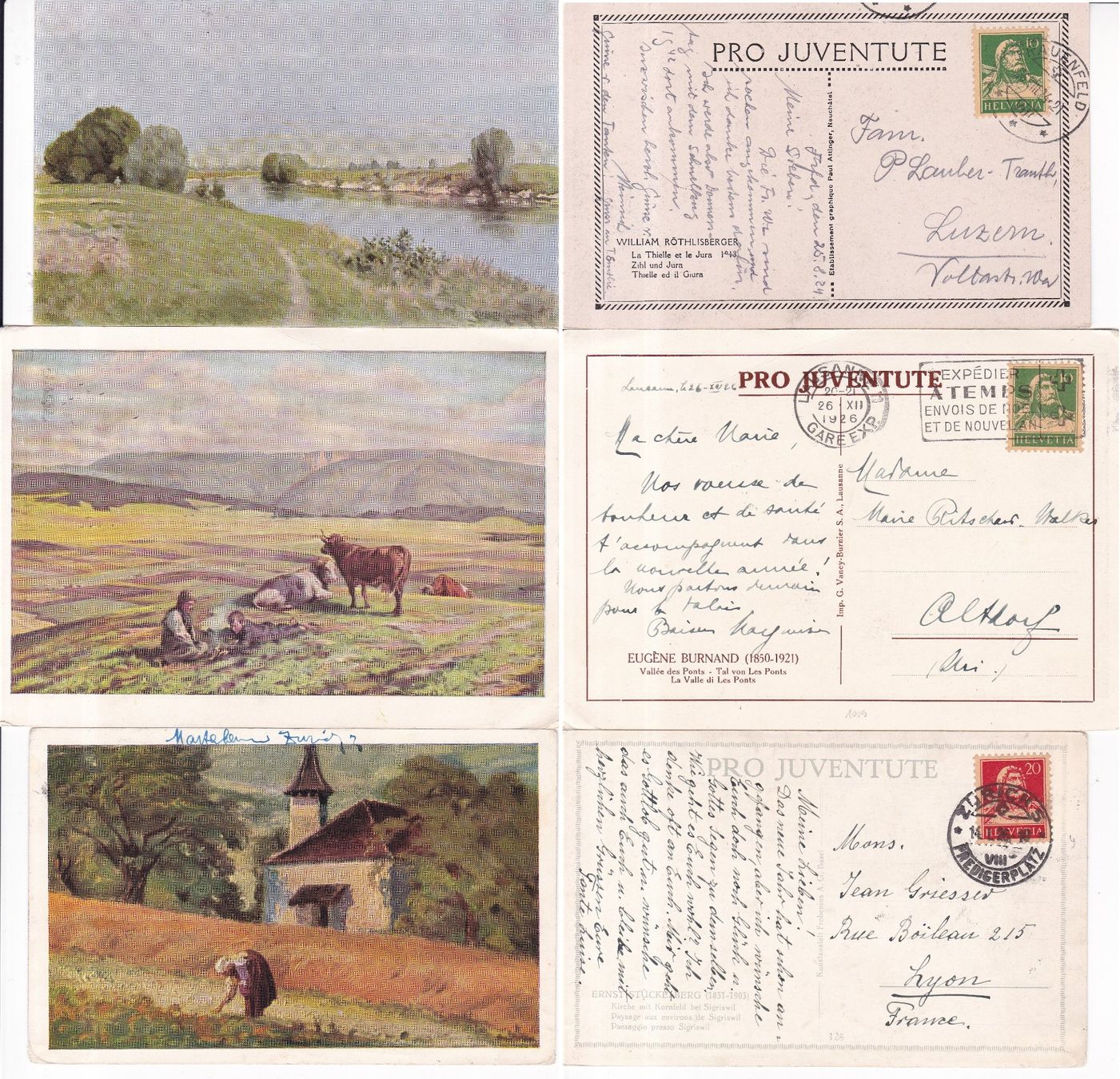 Cartoline postali: 10 Stk. Pro Juventute Postkarten ab 1921 – Usato da Münchwilen AG venduto da Nesar 1