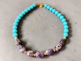Unikat 💎 Neue Kette mit Türkis Howlith und Amethyst
