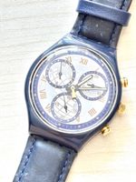 Chronograph Swatch blau Lederarmband gebraucht funktionsfähi