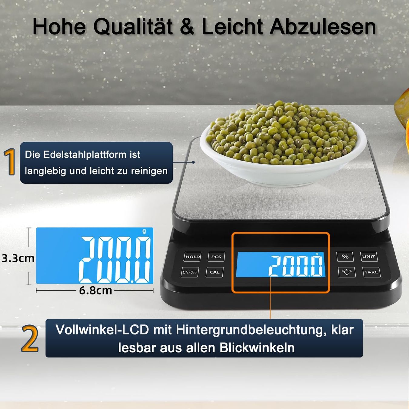 Bilance da cucina: 0.1g/5kg Große Digitale Küchenwaage mit% Prozentfunktion – Nuovo (secondo la descrizione) da Thun venduto da coverall 4